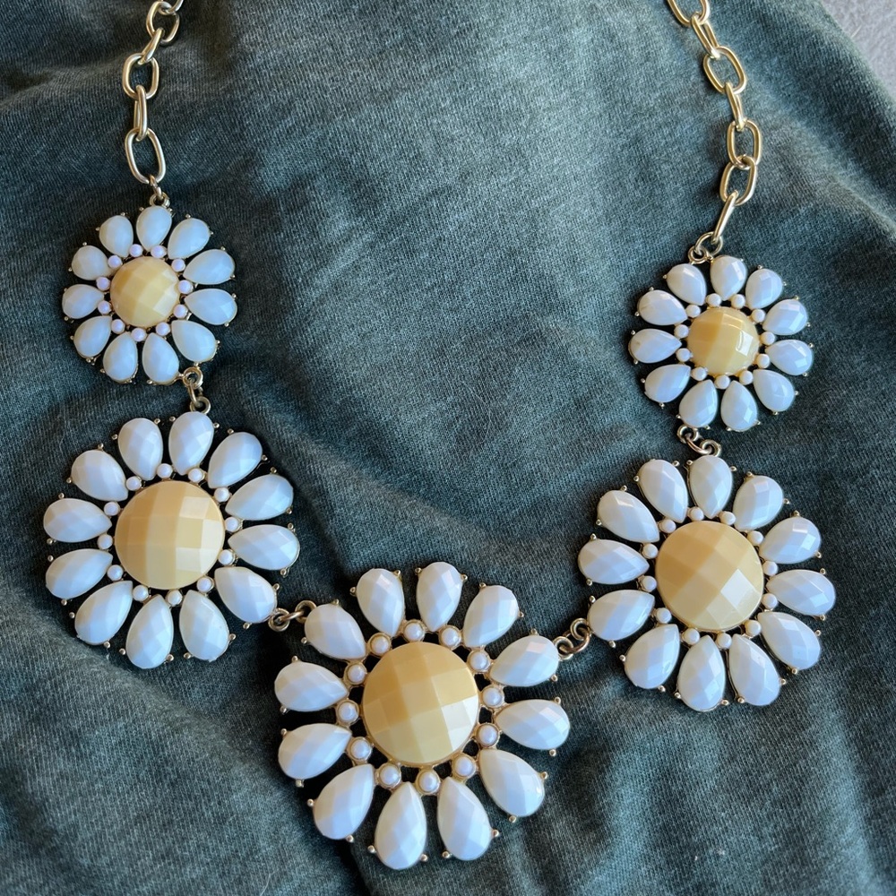 Elegant Gold and White Floral Necklace
